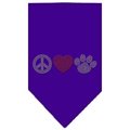 Unconditional Love Peace Love Paw Rhinestone Bandana Purple Small UN852316